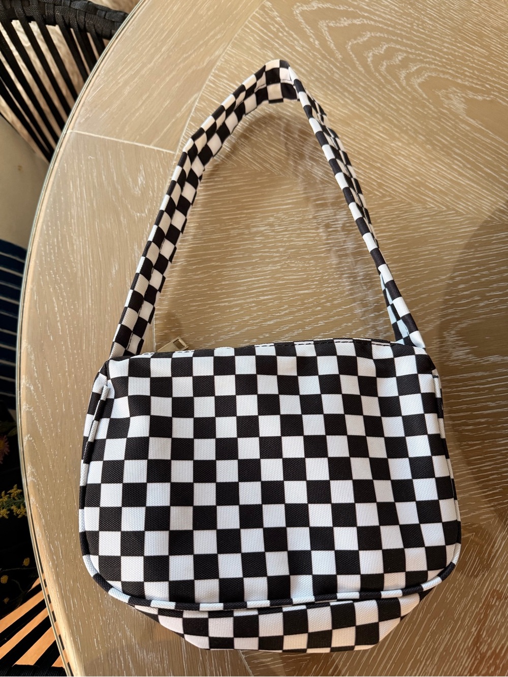 Black & White Checker Shoulder Bag - Women
